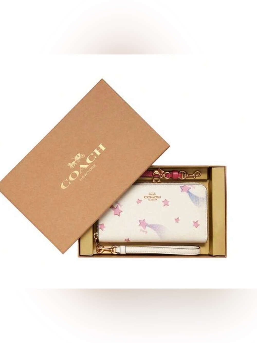NWT Boxed Coach Long Zip Around Wallet - Disco Shooting Star Print